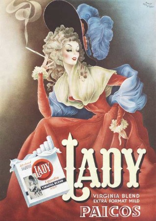 Paicos - "Lady Virginia Blend Extra Format mild", Kleinplakat, Kurt Hilscher 1951 Paicos - "Lady Virginia Blend Extra Format mild", Kleinplakat, Kurt Hilscher 1951